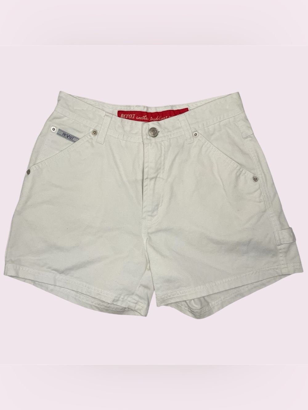 Vintage 90s Revolt White Cotton Denim Cargo Shorts